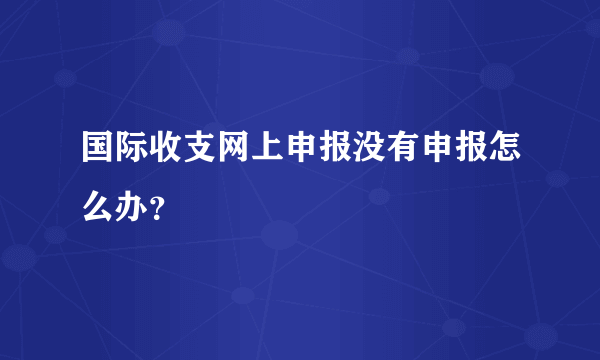 国际收支网上申报没有申报怎么办？