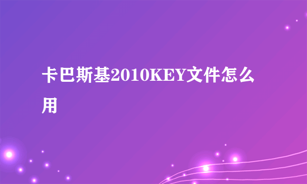 卡巴斯基2010KEY文件怎么用