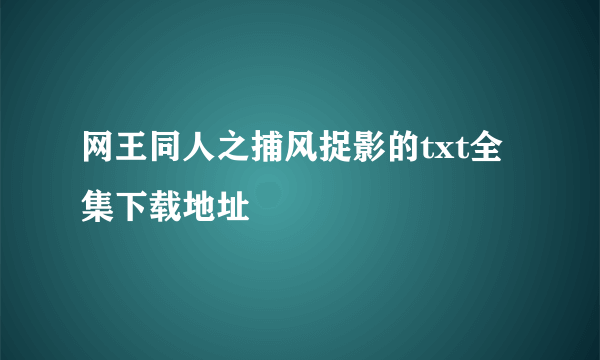 网王同人之捕风捉影的txt全集下载地址