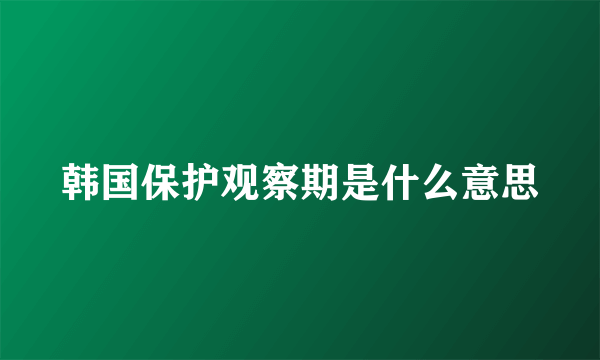 韩国保护观察期是什么意思