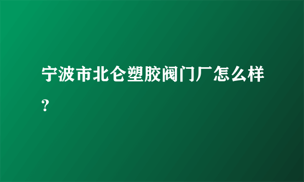 宁波市北仑塑胶阀门厂怎么样？