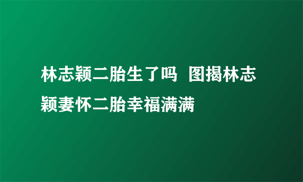 林志颖二胎生了吗  图揭林志颖妻怀二胎幸福满满