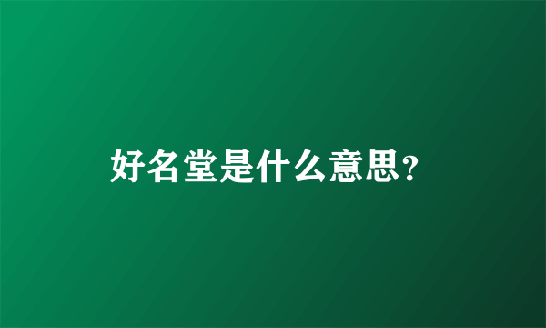 好名堂是什么意思？