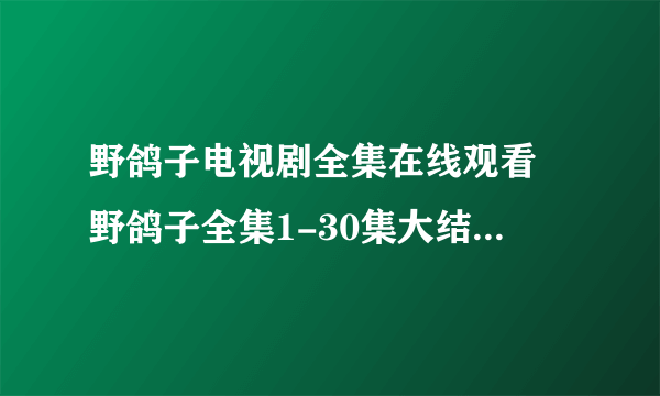 野鸽子电视剧全集在线观看 野鸽子全集1-30集大结局百度影音观看