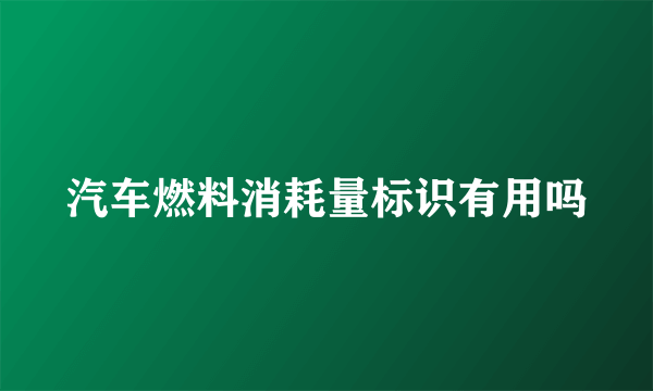 汽车燃料消耗量标识有用吗