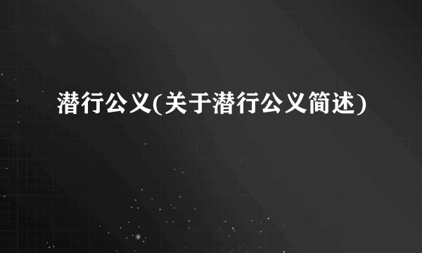 潜行公义(关于潜行公义简述)