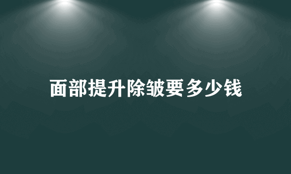 面部提升除皱要多少钱