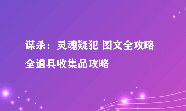 谋杀：灵魂疑犯 图文全攻略 全道具收集品攻略