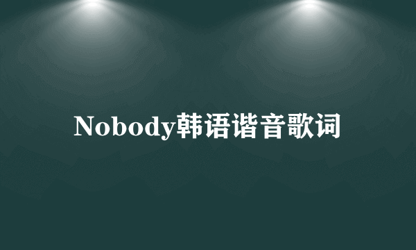 Nobody韩语谐音歌词