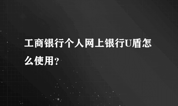 工商银行个人网上银行U盾怎么使用？