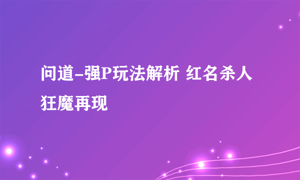 问道-强P玩法解析 红名杀人狂魔再现