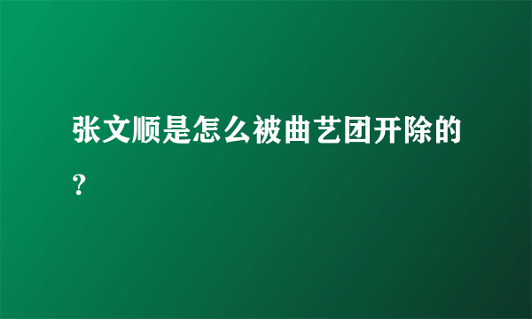 张文顺是怎么被曲艺团开除的？