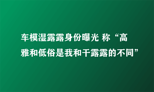 车模湿露露身份曝光 称“高雅和低俗是我和干露露的不同”