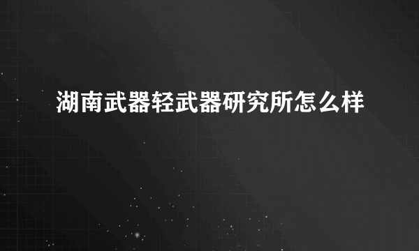 湖南武器轻武器研究所怎么样