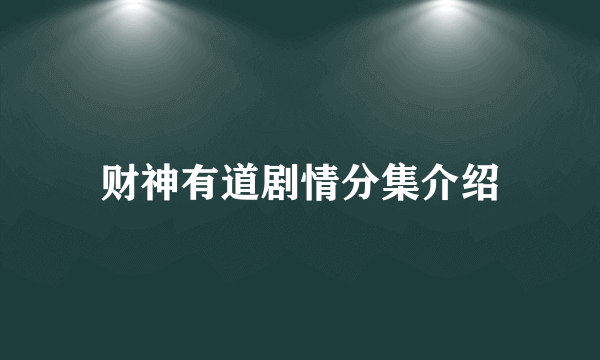 财神有道剧情分集介绍