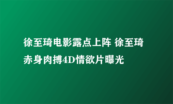 徐至琦电影露点上阵 徐至琦赤身肉搏4D情欲片曝光