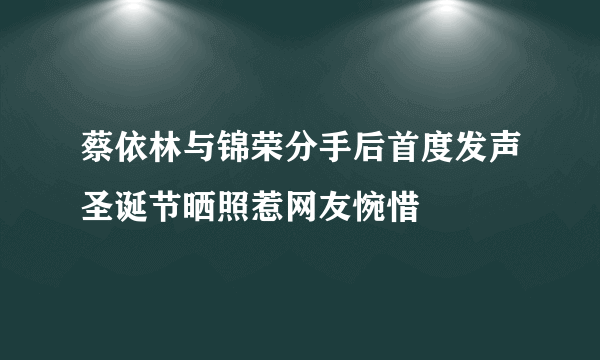 蔡依林与锦荣分手后首度发声圣诞节晒照惹网友惋惜