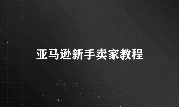 亚马逊新手卖家教程