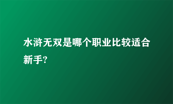 水浒无双是哪个职业比较适合新手?