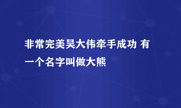 非常完美吴大伟牵手成功 有一个名字叫做大熊