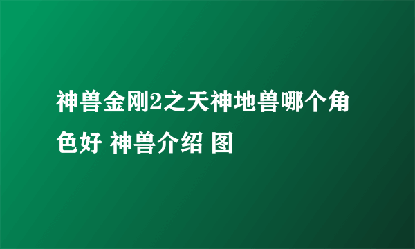 神兽金刚2之天神地兽哪个角色好 神兽介绍 图