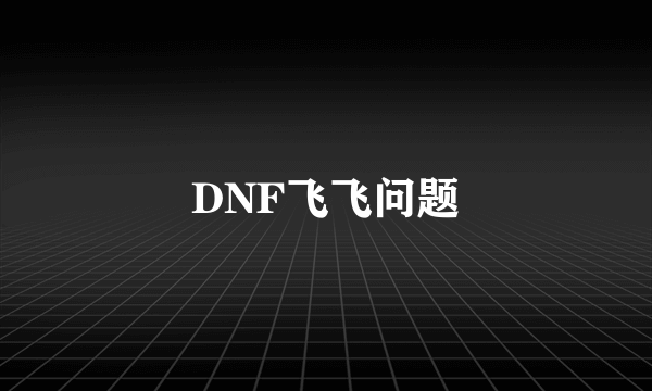 DNF飞飞问题