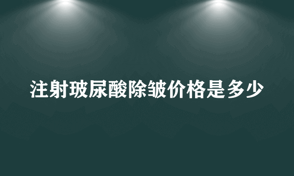 注射玻尿酸除皱价格是多少