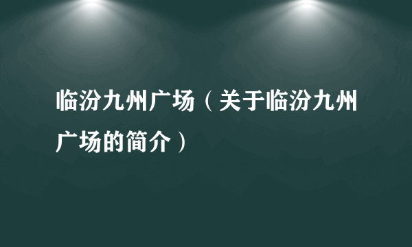 临汾九州广场（关于临汾九州广场的简介）