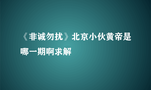 《非诚勿扰》北京小伙黄帝是哪一期啊求解