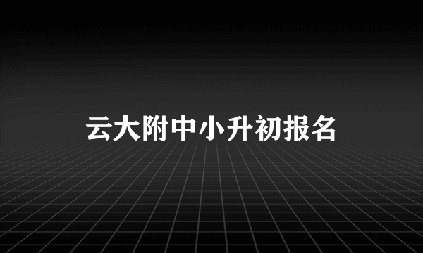 云大附中小升初报名