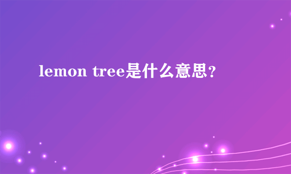 lemon tree是什么意思？