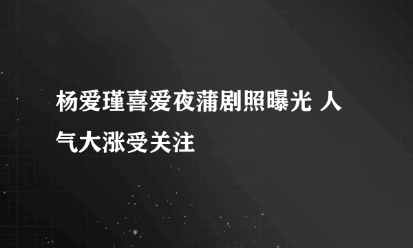 杨爱瑾喜爱夜蒲剧照曝光 人气大涨受关注