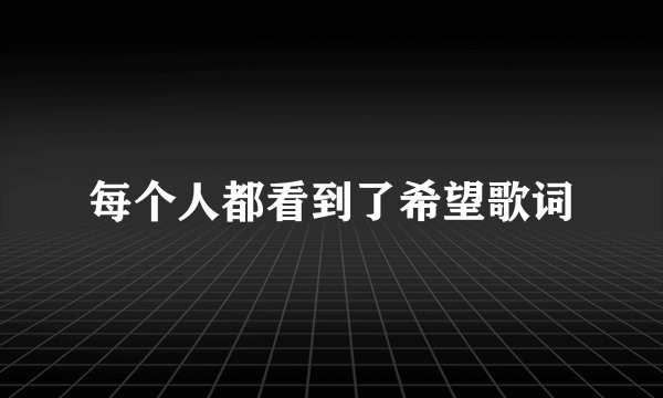 每个人都看到了希望歌词