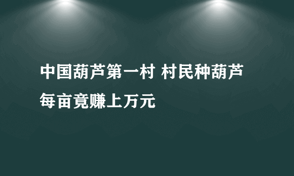 中国葫芦第一村 村民种葫芦每亩竟赚上万元