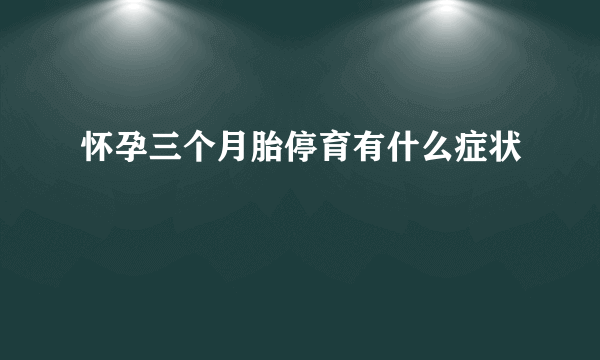 怀孕三个月胎停育有什么症状