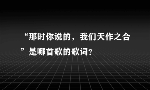 “那时你说的，我们天作之合”是哪首歌的歌词？