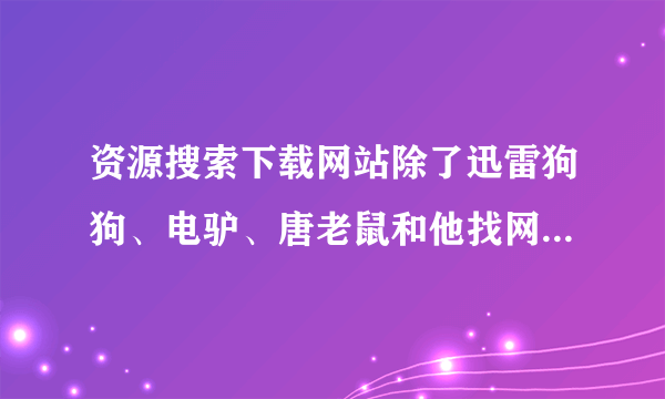 资源搜索下载网站除了迅雷狗狗、电驴、唐老鼠和他找网以外,还有什么网站?