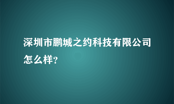 深圳市鹏城之约科技有限公司怎么样？