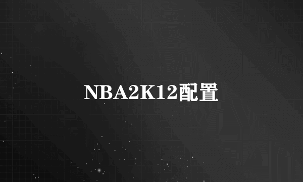 NBA2K12配置