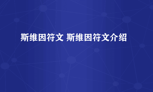 斯维因符文 斯维因符文介绍