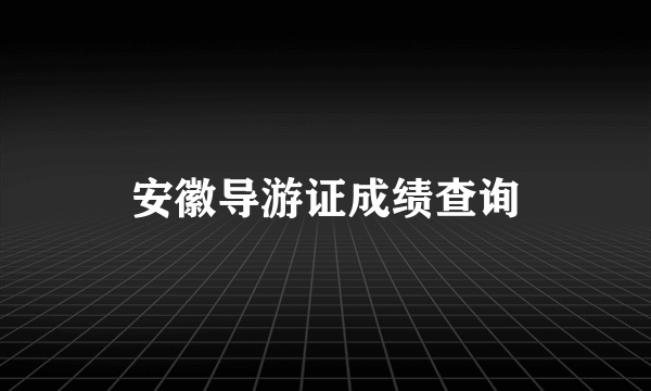 安徽导游证成绩查询