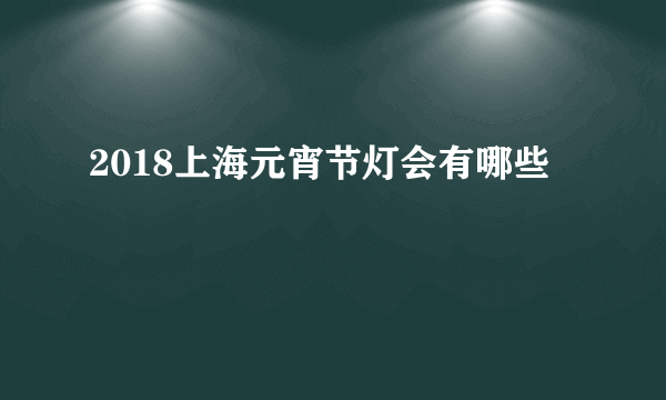 2018上海元宵节灯会有哪些