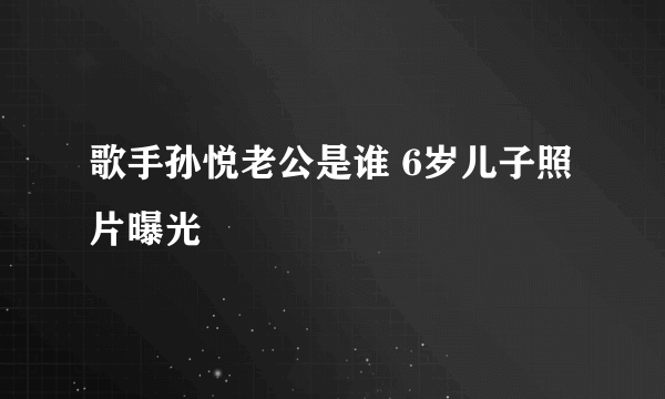 歌手孙悦老公是谁 6岁儿子照片曝光