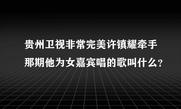 贵州卫视非常完美许镇耀牵手那期他为女嘉宾唱的歌叫什么？