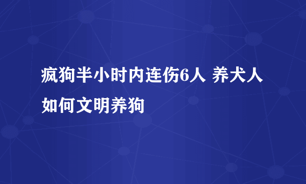 疯狗半小时内连伤6人 养犬人如何文明养狗