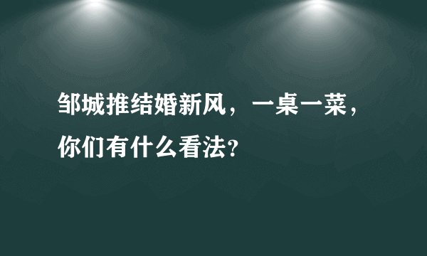 邹城推结婚新风，一桌一菜，你们有什么看法？