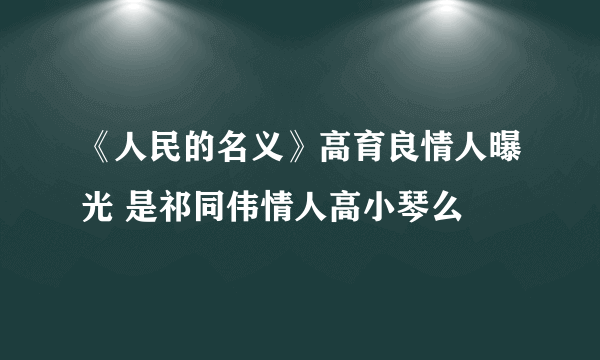 《人民的名义》高育良情人曝光 是祁同伟情人高小琴么