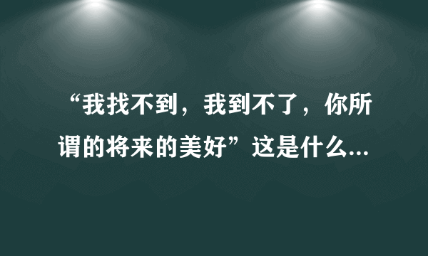 “我找不到，我到不了，你所谓的将来的美好”这是什么歌？歌词？