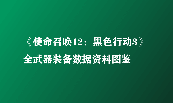 《使命召唤12：黑色行动3》全武器装备数据资料图鉴