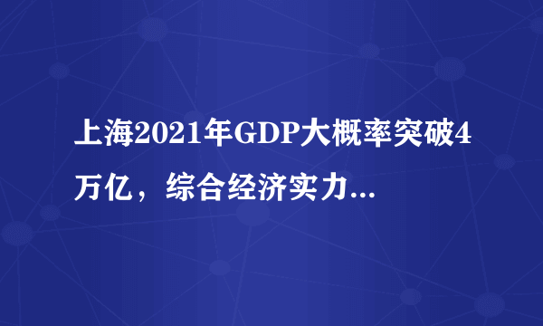 上海2021年GDP大概率突破4万亿，综合经济实力迈上新台阶